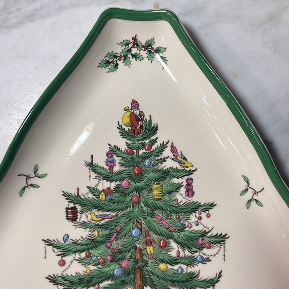 Vintage Fine Porcelain Spode Christmas Tree Triangle Serving Plate - Picture 4 of 6